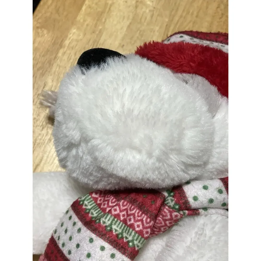 Hugfun White Gray Plush Puppy Dog Joey w/ Hat & Scarf‎ Stuffed Animal
